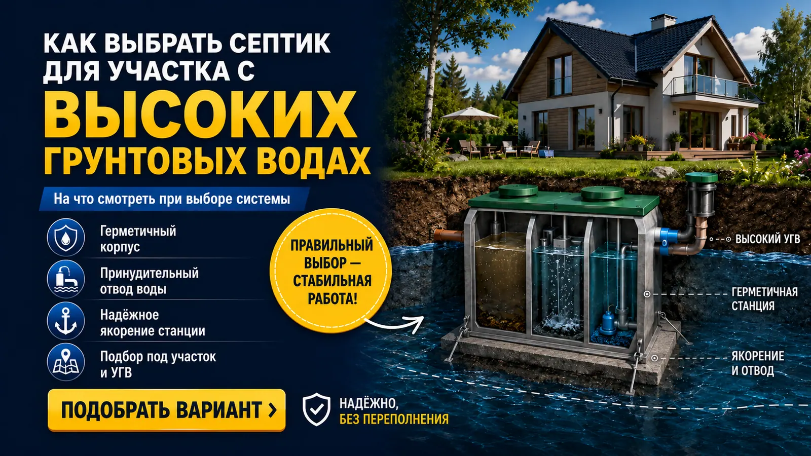 Какой септик выбрать при высоких грунтовых водах